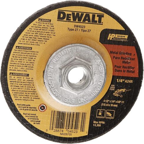 عجلة جلخ ديوالت، للأغراض العامة للمعادن، 4-1/2 بوصة × 1/4 بوصة × 5/8 بوصة (DW4523) in Kuwait