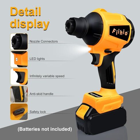 مضخة هواء لاسلكية لبطارية ديوالت 20 فولت، منفاخ هواء محمول باليد لتنظيف الكيبورد والمكتب وضاغط هواء لتنظيف الغبار والجراجات والفتات (7 فوهات، البطارية غير متضمنة) in Kuwait