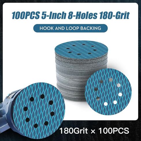 100 قطعة من أقراص الصنفرة المتنوعة على شكل ماسي مقاس 5 بوصة، خطاف ورق الصنفرة المداري ومنصات حلقة تتضمن 40 60 80 100 120 180 240 320 400 600 حبيبة in Kuwait