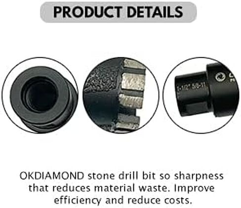 لقم مثقاب الماس من اوكدياموند للحجر الصلب والخرسانة والرخام والجرانيت والطوب الملحومة بالليزر للحفر الجاف او الرطب 1-1/2 انش in Kuwait