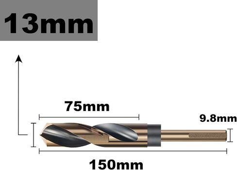 15mm Reduced Shank Twist Drill Bit with 10mm Shank for Stainless Steel Aluminum Alloy Metal Copper Plastic Wood, Made of High Speed Steel 4341, Ideal for Drilling Steel Plate in Saudi Arabia