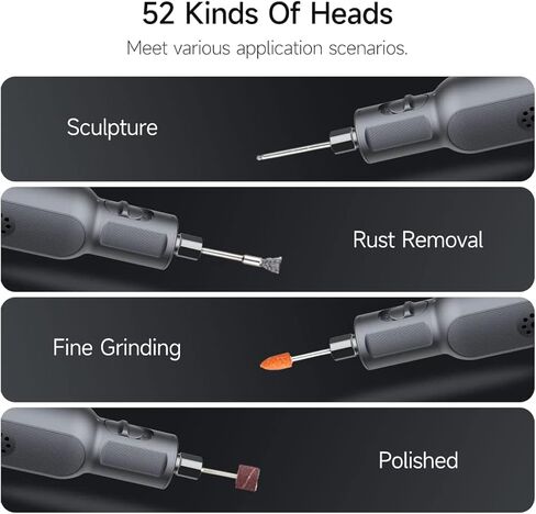 مجموعة ادوات دوارة لاسلكية ببطارية ليثيوم ايون 8 فولت من 52 قطعة، اداة دوارة صغيرة بـ6 سرعات 30000 دورة في الدقيقة للصنفرة والتلميع والحفر والنقش والحرف اليدوية in Kuwait