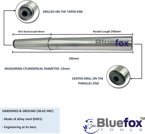 BLUEFOX Lathe Alignment Test Bar 272mm (10-3/4") Parallel Shank Mandrel Wooden Box | ‎Diameter 30mm | Accuracy within 2 Micron | Hardened And Ground in Saudi Arabia