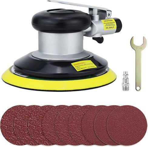 جهاز تلميع هوائي مزدوج الحركة من Ouya مقاس 6 بوصة يعمل بالهواء بشكل عشوائي مع 9 قطع من أقراص الصنفرة in Kuwait