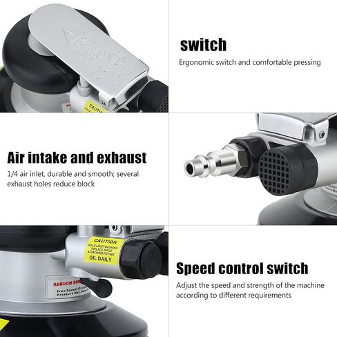 جهاز تلميع هوائي مزدوج الحركة من Ouya مقاس 6 بوصة يعمل بالهواء بشكل عشوائي مع 9 قطع من أقراص الصنفرة in Kuwait