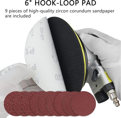 جهاز تلميع هوائي مزدوج الحركة من Ouya مقاس 6 بوصة يعمل بالهواء بشكل عشوائي مع 9 قطع من أقراص الصنفرة in Kuwait