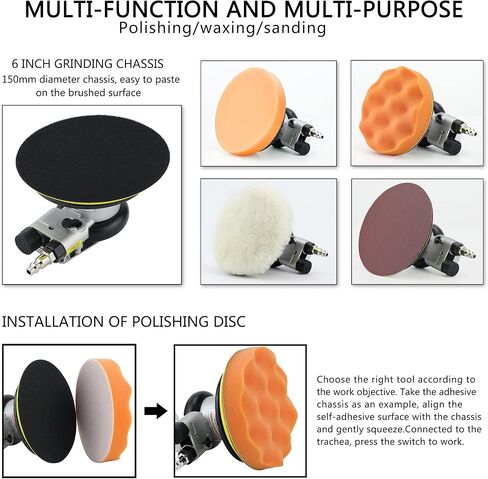 جهاز تلميع هوائي مزدوج الحركة من Ouya مقاس 6 بوصة يعمل بالهواء بشكل عشوائي مع 9 قطع من أقراص الصنفرة in Kuwait