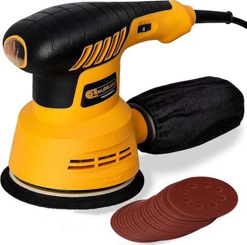 ماكينة صنفرة مدارية عشوائية 3.0 أمبير مع 20 قطعة من ورق الصنفرة و6 سرعات متغيرة 12000 دورة في الدقيقة ماكينة صنفرة كهربائية، ماكينة صنفرة يدوية 5 بوصة بنظام جمع الغبار عالي الأداء لأعمال النجارة in Kuwait