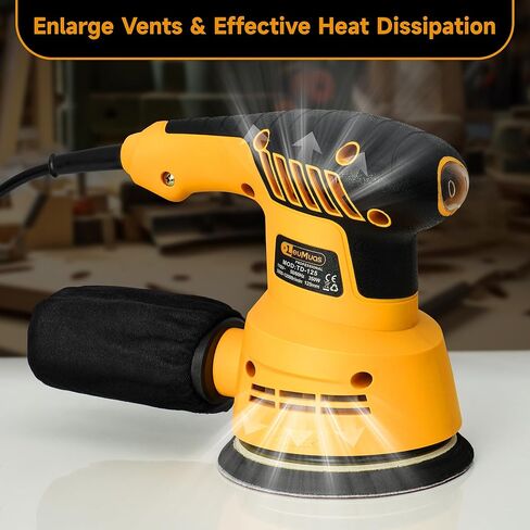 ماكينة صنفرة مدارية عشوائية 3.0 أمبير مع 20 قطعة من ورق الصنفرة و6 سرعات متغيرة 12000 دورة في الدقيقة ماكينة صنفرة كهربائية، ماكينة صنفرة يدوية 5 بوصة بنظام جمع الغبار عالي الأداء لأعمال النجارة in Kuwait