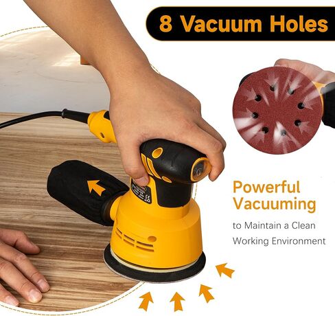 ماكينة صنفرة مدارية عشوائية 3.0 أمبير مع 20 قطعة من ورق الصنفرة و6 سرعات متغيرة 12000 دورة في الدقيقة ماكينة صنفرة كهربائية، ماكينة صنفرة يدوية 5 بوصة بنظام جمع الغبار عالي الأداء لأعمال النجارة in Kuwait