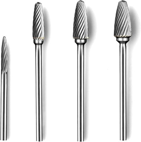 Luo ke 4 Pcs Aluminum Cutting Burr Set - 3/32 Inch Mandrel Tungsten Carbide Burr File Set For Rotary Tool Include Dremel(A Type Single Slot) in Kuwait