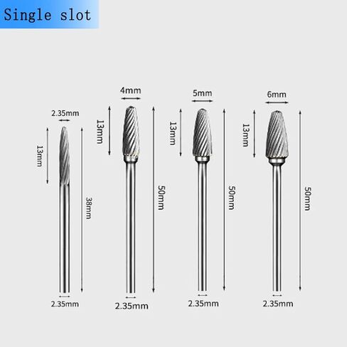Luo ke 4 Pcs Aluminum Cutting Burr Set - 3/32 Inch Mandrel Tungsten Carbide Burr File Set For Rotary Tool Include Dremel(A Type Single Slot) in Kuwait