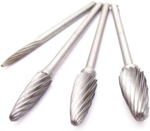 Luo ke 4 Pcs Aluminum Cutting Burr Set - 3/32 Inch Mandrel Tungsten Carbide Burr File Set For Rotary Tool Include Dremel(A Type Single Slot) in Kuwait
