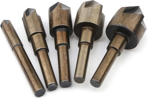 Rowiz 5pcs 1/4, 3/8, 1/2, 5/8, 3/4 Countersink Drill Bit Set 82 Degree Five Edge Chamfer Cutter for Wood Plastic Metal Quick Change Bits in Saudi Arabia