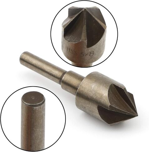 Rowiz 5pcs 1/4, 3/8, 1/2, 5/8, 3/4 Countersink Drill Bit Set 82 Degree Five Edge Chamfer Cutter for Wood Plastic Metal Quick Change Bits in Saudi Arabia