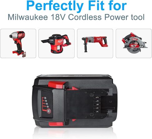 Qwenoer ترقية 21700 نوع 18V 8.0Ah M18 استبدال البطارية لبطارية ميلووكي 18V 48-11-1880 48-11-1850 48-11-1840 48-11-1860 48-11-1828 48-11-1890 48-11-1852 M18B بطارية أداة الطاقة اللاسلكية in Kuwait