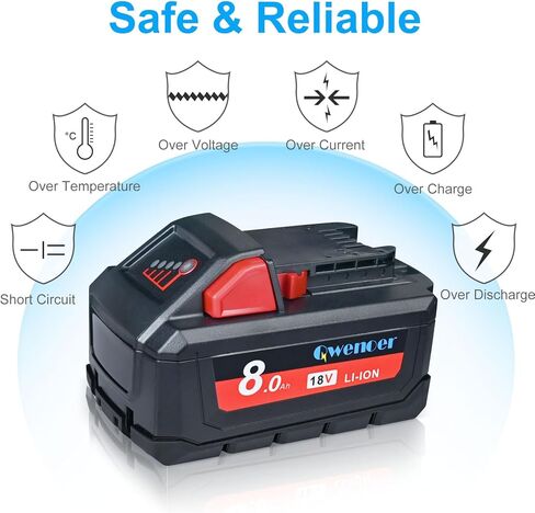 Qwenoer ترقية 21700 نوع 18V 8.0Ah M18 استبدال البطارية لبطارية ميلووكي 18V 48-11-1880 48-11-1850 48-11-1840 48-11-1860 48-11-1828 48-11-1890 48-11-1852 M18B بطارية أداة الطاقة اللاسلكية in Kuwait