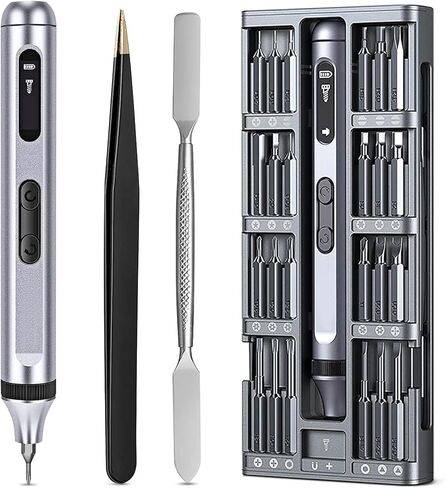 GuDoQi Precision Screwdriver Set 52 in 1, Cordless Rechargeable Mini Electric Screwdriver, LED Display, 48 Magnetic Bits, Power Screwdriver with 2 Lights, Portable Repair Tool Kit for Phone, Laptops in Kuwait