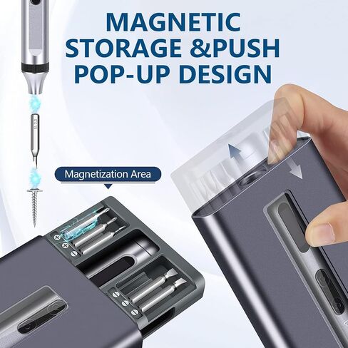 GuDoQi Precision Screwdriver Set 52 in 1, Cordless Rechargeable Mini Electric Screwdriver, LED Display, 48 Magnetic Bits, Power Screwdriver with 2 Lights, Portable Repair Tool Kit for Phone, Laptops in Kuwait