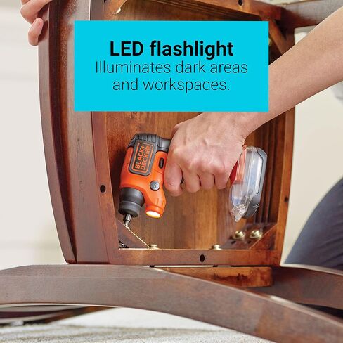 BLACK+DECKER BDCSFS30C 4V Max Lithium Ion Lightdriver Cordless Screwdriver with Storage Pak with BLACK+DECKER BDA42SD 42-Piece Standard Screwdriver Bit Set in Saudi Arabia