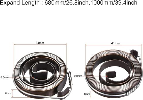 uxcell Drill Press Return Spring, Quill Spring Feed Return Coil Spring Assembly, 2.2Ft Long, 34 x 8 x 0.8mm & 3.3Ft Long, 41 x 8 x 0.8mm in Saudi Arabia
