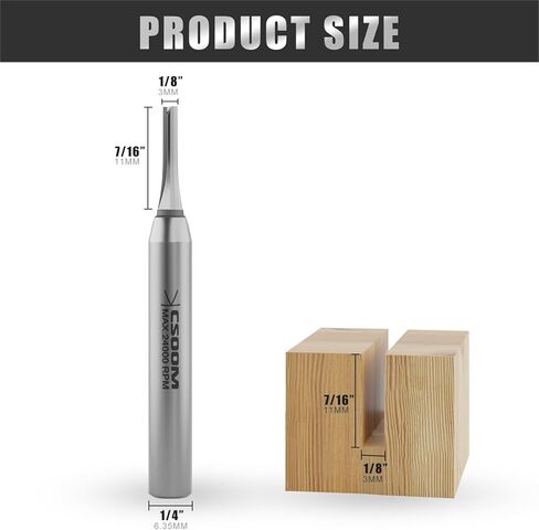 CSOOM TCT لقمة توجيه مستقيمة للتشذيب الصناعي، قطر 1/8 بوصة، ساق 1/4 بوصة، قاطع مستقيم من كربيد CNC، أدوات النجارة للحز والتشذيب، إلخ. in Kuwait