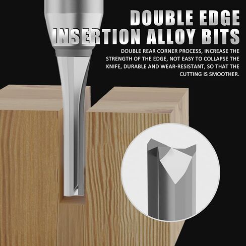 CSOOM TCT لقمة توجيه مستقيمة للتشذيب الصناعي، قطر 1/8 بوصة، ساق 1/4 بوصة، قاطع مستقيم من كربيد CNC، أدوات النجارة للحز والتشذيب، إلخ. in Kuwait