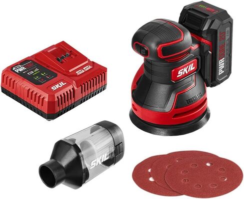 SKIL PWRCore 20 Brushless 20V 5-Inch Random Orbital Sander, Includes 2.0Ah Lithium Battery and PWRJump Charger - SR660302 in Saudi Arabia