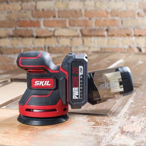 SKIL PWRCore 20 Brushless 20V 5-Inch Random Orbital Sander, Includes 2.0Ah Lithium Battery and PWRJump Charger - SR660302 in Saudi Arabia