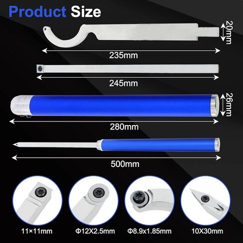 WerkWeit Carbide Lathe Tools Set Wood Turning Tools for Lathe with Extendable Handle Lathe Rougher Finisher tools with Swan Neck Hollowing Tool, Aluminum Case in Kuwait