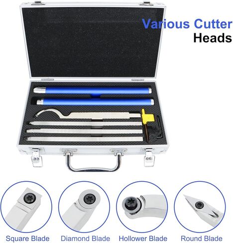 WerkWeit Carbide Lathe Tools Set Wood Turning Tools for Lathe with Extendable Handle Lathe Rougher Finisher tools with Swan Neck Hollowing Tool, Aluminum Case in Kuwait