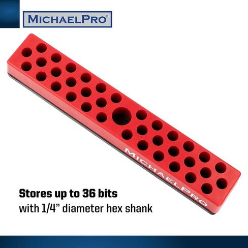 MichaelPro MP014004 36-Piece Magnetic Hex Bits Holder, Strong Magnetic Base Bits Organizer, Magnetic Tool Organizer in Red in Saudi Arabia