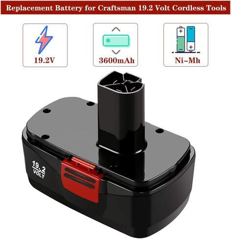 2 Pack 3600mAh Ni-Mh Replacement Battery Compatible with Craftsman 19.2 Volt C3 DieHard 130279005 315.113753 315.115410 315.11485 1323903 120235021 130235021 11375 11376 19.2V Cordless Drill Batteries in Saudi Arabia