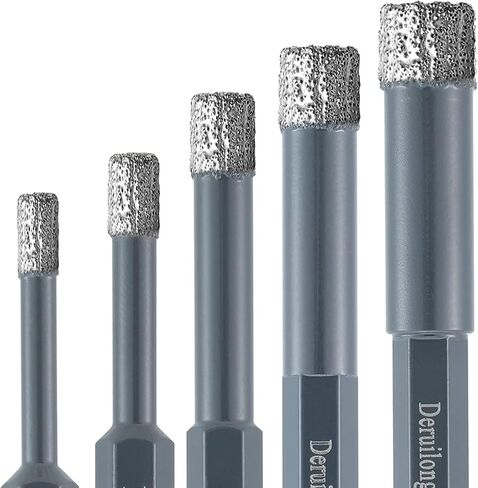 Dry Diamond Hole Saw Drill Bits Set 5 PCs （5mm/6mm/8mm/10mm/12mm） for Granite Ceramic Marble Tile Stone Glass Hard Materials in Kuwait