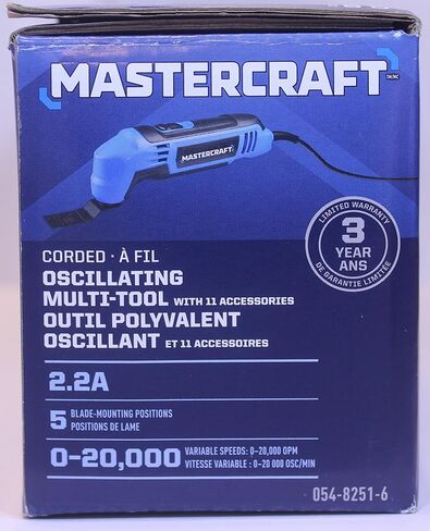 ماستر كرافت اداة متذبذبة متعددة الاعمال اليدوية 2.2 امبير مع مجموعة ملحقات مكونة من 11 قطعة in Kuwait