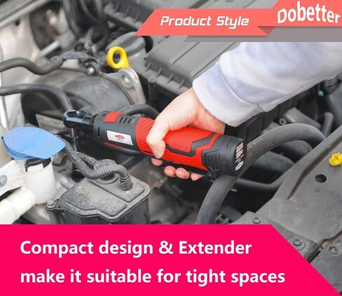 Dobetter Cordless Ratchet Wrench 3/8 Electric Ratchet Wrench Set, 55 N·m Power Ratchet Tool with (2) 2 Ah Lithium Batteries, 7 Sockets, 2 Screwdrivers, 1 Extender, 1/4 Adapter, Quick Charger -DBCRW12 in Saudi Arabia