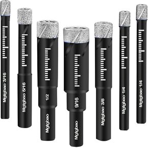 مجموعة رؤوس مثقاب ماسية جافة سوداء من Mgtgbao 7 قطع من أجل الجرانيت والسيراميك والرخام والزجاج والمواد الصلبة (ليس للخشب)، ساق مستديرة مع 3/16، 1/4، 5/16، 3/8، 1/2، 9/16 بوصة مع حقيبة للتخزين in Kuwait