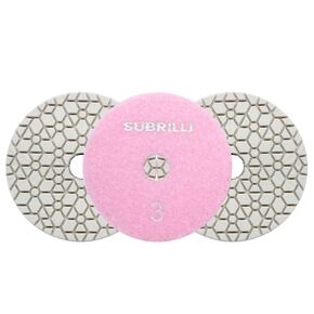 SUBRILLI 3 Step Diamond Polishing Pads 3-Pcs Step 2 Abrasive Disc for Granite Quartz Marble Concrete Terrazzo