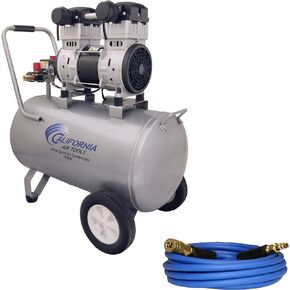 كاليفورنيا اير تولز 15020C فائقة الهدوء وخالية من الزيوت 2.0 حصان، 15.0 جالون. ضاغط هواء بخزان فولاذي مزود بخرطوم هواء هجين مقاس 50 قدمًا in Kuwait
