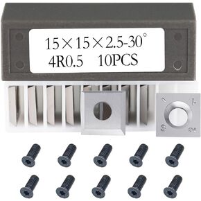 أداة Asieg مقاس 15 مم × 15 × 2.5 مم - 4R0.5 قياسية مربعة مستقيمة من كربيد التنجستين استبدال شفرة القطع إدراج السكاكين لرأس المسوي الحلزوني لأعمال النجارة وأدوات تحويل مخرطة الخشب DIY 10 قطع in Kuwait