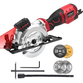 منشار دائري كهربائي صغير باور سمارت 5.8 أمبير 4-1/2 بوصة، منشار مهارة مع 6 شفرات للأخشاب والبلاط والمعادن الناعمة والبلاستيك in Kuwait