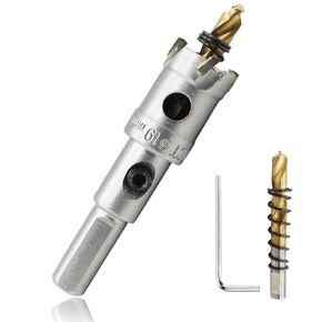 Rierdge 3/4" / 19mm Heavy Duty Carbide Hole Saw with 2Pcs Titanium Pilot Drill Bits, Hole Cutter for Cutting Iron, Copper, Stainless Steel, Aluminum, Plastic