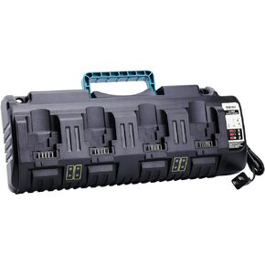 Lasica DCB104 استبدال شاحن سريع بأربعة منافذ لمحطة شحن البطاريات De-Walt DCB104، متوافق مع De-Walt 12V و20V/60V Max DCB3244 DCB206 DCB204 DCB203 DCB606 حزم بطاريات الأدوات اللاسلكية in Kuwait