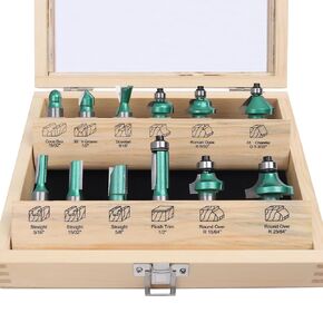 مجموعات لقم التوجيه KOWOOD Pro مكونة من 12 قطعة ساق 1/4 بوصة، أدوات النجارة الاحترافية (12Z 1/4 عرقوب) in Kuwait