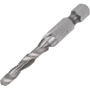 uxcell Combination Drill and Tap Bit, 1/4" Hex Shank M6 x 1 Metric Uncoated High Speed Steel 4341 Spiral Flute Drilling Tapping Tool