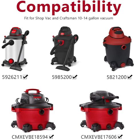 9 عبوات من أكياس فلتر المكنسة المتوافقة مع أكياس Shop Vac سعة 10-14 جالون، النوع F 90662 9066200 9066233، النوع I 90672 9067200 9067233، VF2005، CMXZVBE3877 أكياس فلتر تجميع للاستعمال مرة واحدة in Kuwait