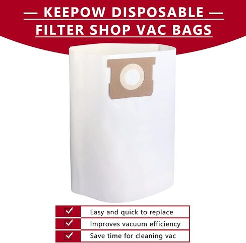 9 عبوات من أكياس فلتر المكنسة المتوافقة مع أكياس Shop Vac سعة 10-14 جالون، النوع F 90662 9066200 9066233، النوع I 90672 9067200 9067233، VF2005، CMXZVBE3877 أكياس فلتر تجميع للاستعمال مرة واحدة in Kuwait