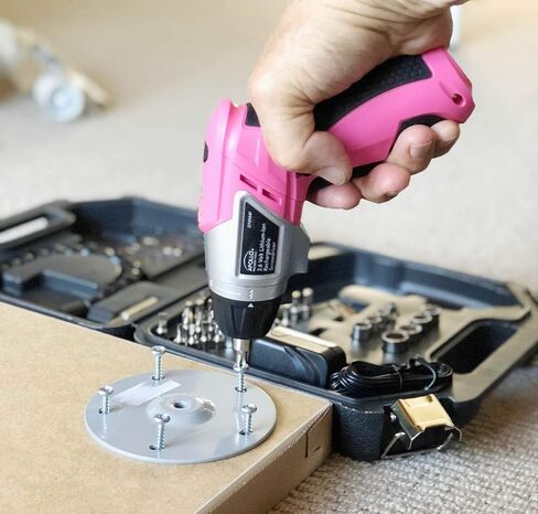 Apollo Tools Lightweight Cordless Screwdriver Set Includes Rechargeable 3.6 Volt Li-ion Screwdriver and 45 Piece Accessory Set in Black Carrying Case- Pink Ribbon- Pink - DT4944P in Saudi Arabia