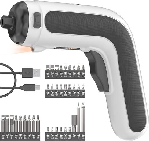 مفك كهربائي ENERTWIST لاسلكي 4 فولت بحد أقصى 6 نانومتر مع ملحقات 36 قطعة، مصباح ليد مدمج، كابل شحن USB، ET-CS-4M in Kuwait
