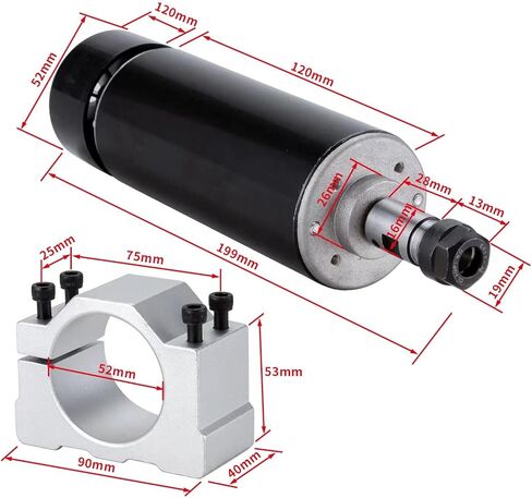 مجموعة محرك مغزل 500 واط CNC ، محول طاقة 500 واط 0.5 كيلو واط لمحرك دوران ومبرد هواء ومحول طاقة سرعة دوران 52 مم ومشبك ER11 قطعة للنقش باستخدام الحاسب الآلي in Kuwait